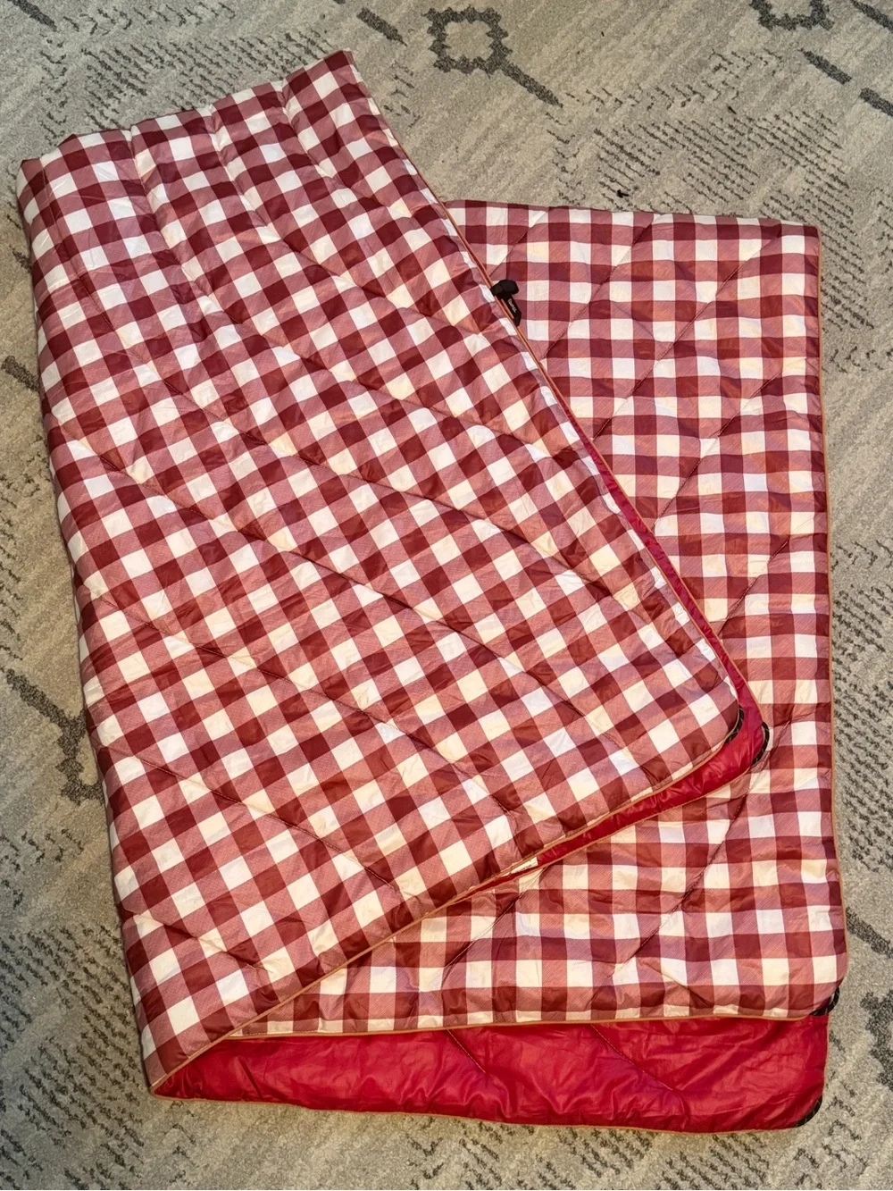 Rumpl Original Puffy 1P Blanket Red Gingham camping backpacking packable